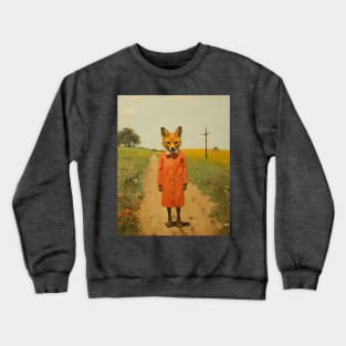 Quirky Country Fox Girl Vintage Collage Crewneck Sweatshirt